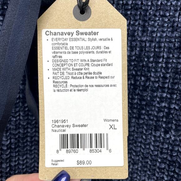 prAna Womens Chanavey Sweater XL Nautical Navy Blue Chenille NWT - Picture 10 of 11